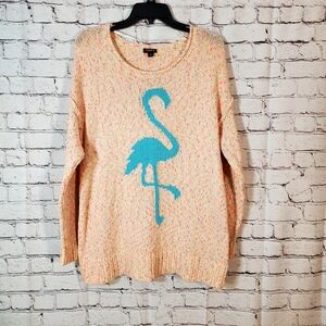 Torrid Peach Blue Flamimgo Florescent Knit Sweater Size 00